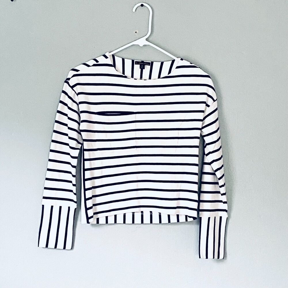 Brooks Brothers Top Size XS Navy Blue White Nautical Stripes Classic Prep Preppy